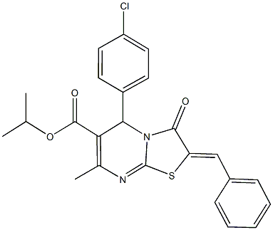 isopropyl 2-benzylidene-5-(4-chlorophenyl)-7-methyl-3-oxo-2,3-dihydro-5H-[1,3]thiazolo[3,2-a]pyrimidine-6-carboxylate Struktur