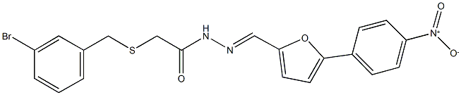 2-[(3-bromobenzyl)sulfanyl]-N'-[(5-{4-nitrophenyl}-2-furyl)methylene]acetohydrazide Struktur