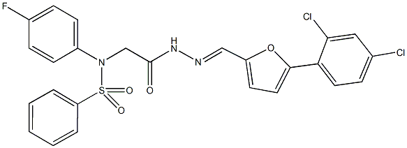 N-[2-(2-{[5-(2,4-dichlorophenyl)-2-furyl]methylene}hydrazino)-2-oxoethyl]-N-(4-fluorophenyl)benzenesulfonamide Struktur