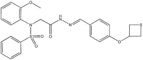 N-(2-methoxyphenyl)-N-(2-oxo-2-{2-[4-(3-thietanyloxy)benzylidene]hydrazino}ethyl)benzenesulfonamide Struktur