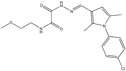 2-(2-{[1-(4-chlorophenyl)-2,5-dimethyl-1H-pyrrol-3-yl]methylene}hydrazino)-N-(2-methoxyethyl)-2-oxoacetamide Struktur