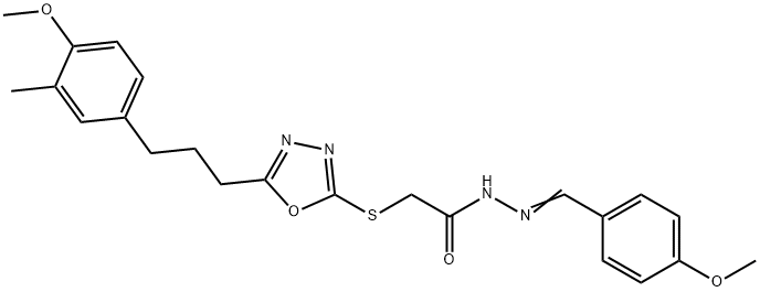 N'-(4-methoxybenzylidene)-2-({5-[3-(4-methoxy-3-methylphenyl)propyl]-1,3,4-oxadiazol-2-yl}sulfanyl)acetohydrazide Struktur