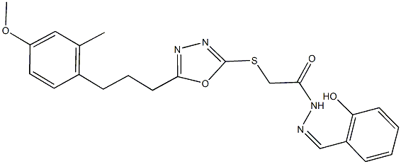 N'-(2-hydroxybenzylidene)-2-({5-[3-(4-methoxy-2-methylphenyl)propyl]-1,3,4-oxadiazol-2-yl}sulfanyl)acetohydrazide Struktur