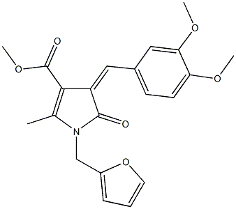 methyl 4-(3,4-dimethoxybenzylidene)-1-(2-furylmethyl)-2-methyl-5-oxo-4,5-dihydro-1H-pyrrole-3-carboxylate Struktur