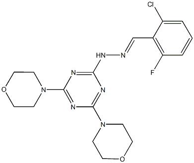 2-chloro-6-fluorobenzaldehyde [4,6-di(4-morpholinyl)-1,3,5-triazin-2-yl]hydrazone Struktur