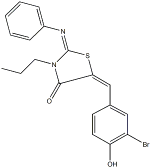 5-(3-bromo-4-hydroxybenzylidene)-2-(phenylimino)-3-propyl-1,3-thiazolidin-4-one Struktur