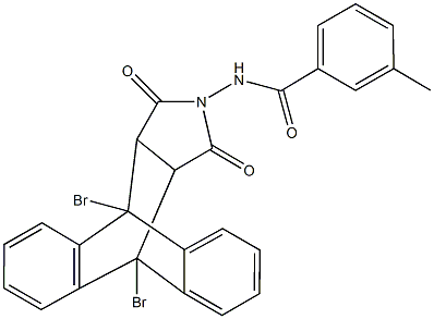 N-(1,8-dibromo-16,18-dioxo-17-azapentacyclo[6.6.5.0~2,7~.0~9,14~.0~15,19~]nonadeca-2,4,6,9,11,13-hexaen-17-yl)-3-methylbenzamide Struktur