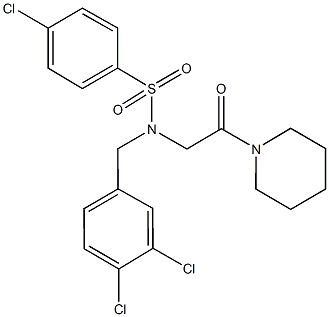 4-chloro-N-(3,4-dichlorobenzyl)-N-[2-oxo-2-(1-piperidinyl)ethyl]benzenesulfonamide Struktur