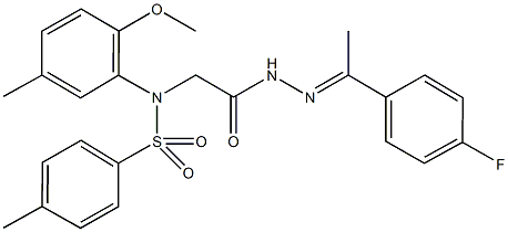 N-(2-{2-[1-(4-fluorophenyl)ethylidene]hydrazino}-2-oxoethyl)-N-(2-methoxy-5-methylphenyl)-4-methylbenzenesulfonamide Struktur