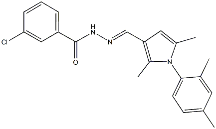 3-chloro-N'-{[1-(2,4-dimethylphenyl)-2,5-dimethyl-1H-pyrrol-3-yl]methylene}benzohydrazide Struktur