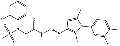 N-[2-(2-{[1-(3,4-dimethylphenyl)-2,5-dimethyl-1H-pyrrol-3-yl]methylene}hydrazino)-2-oxoethyl]-N-(2-fluorophenyl)methanesulfonamide Struktur