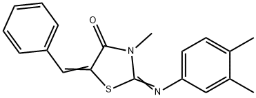 5-benzylidene-2-[(3,4-dimethylphenyl)imino]-3-methyl-1,3-thiazolidin-4-one Struktur