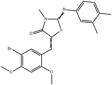 5-(5-bromo-2,4-dimethoxybenzylidene)-2-[(3,4-dimethylphenyl)imino]-3-methyl-1,3-thiazolidin-4-one Struktur