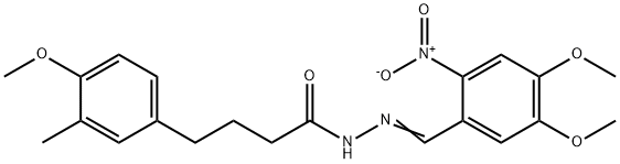 N'-{2-nitro-4,5-dimethoxybenzylidene}-4-(4-methoxy-3-methylphenyl)butanohydrazide Struktur