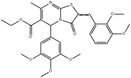 ethyl 2-(2,3-dimethoxybenzylidene)-7-methyl-3-oxo-5-(3,4,5-trimethoxyphenyl)-2,3-dihydro-5H-[1,3]thiazolo[3,2-a]pyrimidine-6-carboxylate Struktur