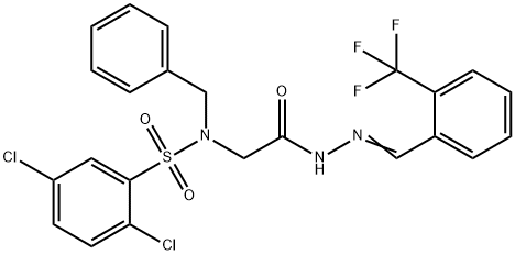 N-benzyl-2,5-dichloro-N-(2-oxo-2-{2-[2-(trifluoromethyl)benzylidene]hydrazino}ethyl)benzenesulfonamide Struktur