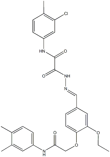 N-(3-chloro-4-methylphenyl)-2-(2-{4-[2-(3,4-dimethylanilino)-2-oxoethoxy]-3-ethoxybenzylidene}hydrazino)-2-oxoacetamide Struktur