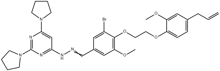 4-[2-(4-allyl-2-methoxyphenoxy)ethoxy]-3-bromo-5-methoxybenzaldehyde [2,6-di(1-pyrrolidinyl)-4-pyrimidinyl]hydrazone Struktur