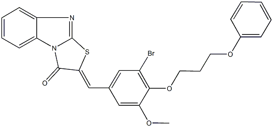 2-[3-bromo-5-methoxy-4-(3-phenoxypropoxy)benzylidene][1,3]thiazolo[3,2-a]benzimidazol-3(2H)-one Struktur