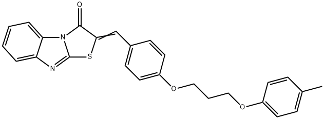 2-{4-[3-(4-methylphenoxy)propoxy]benzylidene}[1,3]thiazolo[3,2-a]benzimidazol-3(2H)-one Struktur