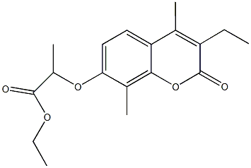 ethyl 2-[(3-ethyl-4,8-dimethyl-2-oxo-2H-chromen-7-yl)oxy]propanoate Struktur