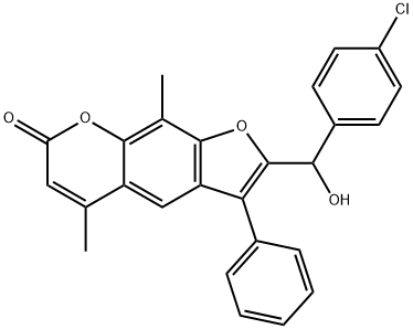 2-[(4-chlorophenyl)(hydroxy)methyl]-5,9-dimethyl-3-phenyl-7H-furo[3,2-g]chromen-7-one Struktur