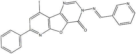 9-methyl-7-phenyl-3-[(3-pyridinylmethylene)amino]pyrido[3',2':4,5]furo[3,2-d]pyrimidin-4(3H)-one Struktur