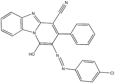 2-[(4-chlorophenyl)diazenyl]-1-hydroxy-3-phenylpyrido[1,2-a]benzimidazole-4-carbonitrile Struktur