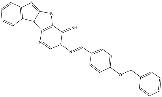 N-[4-(benzyloxy)benzylidene]-N-(4-iminopyrimido[4',5':4,5][1,3]thiazolo[3,2-a]benzimidazol-3(4H)-yl)amine Struktur