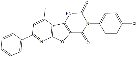 3-(4-chlorophenyl)-9-methyl-7-phenylpyrido[3',2':4,5]furo[3,2-d]pyrimidine-2,4(1H,3H)-dione Struktur