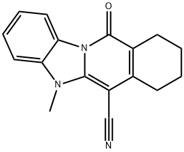 5-methyl-11-oxo-5,7,8,9,10,11-hexahydrobenzimidazo[1,2-b]isoquinoline-6-carbonitrile Struktur