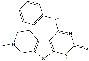 4-anilino-7-methyl-5,6,7,8-tetrahydropyrido[4',3':4,5]thieno[2,3-d]pyrimidine-2(1H)-thione Struktur