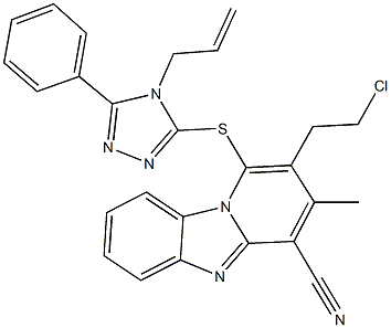 1-[(4-allyl-5-phenyl-4H-1,2,4-triazol-3-yl)thio]-2-(2-chloroethyl)-3-methylpyrido[1,2-a]benzimidazole-4-carbonitrile Struktur