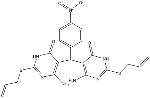 2-(allylsulfanyl)-5-([2-(allylsulfanyl)-4-amino-6-oxo-1,6-dihydro-5-pyrimidinyl]{4-nitrophenyl}methyl)-6-amino-4(3H)-pyrimidinone Struktur