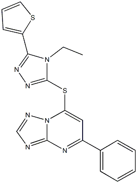 7-{[4-ethyl-5-(2-thienyl)-4H-1,2,4-triazol-3-yl]sulfanyl}-5-phenyl[1,2,4]triazolo[1,5-a]pyrimidine Struktur