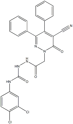 2-[(5-cyano-6-oxo-3,4-diphenyl-1(6H)-pyridazinyl)acetyl]-N-(3,4-dichlorophenyl)hydrazinecarboxamide Struktur