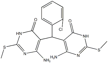 6-amino-5-[[4-amino-2-(methylsulfanyl)-6-oxo-1,6-dihydro-5-pyrimidinyl](2-chlorophenyl)methyl]-2-(methylsulfanyl)-4(3H)-pyrimidinone Struktur