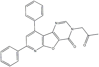 3-(2-oxopropyl)-7,9-diphenylpyrido[3',2':4,5]furo[3,2-d]pyrimidin-4(3H)-one Struktur