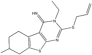 2-(allylsulfanyl)-3-ethyl-7-methyl-5,6,7,8-tetrahydro[1]benzothieno[2,3-d]pyrimidin-4(3H)-imine Struktur