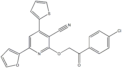 2-[2-(4-chlorophenyl)-2-oxoethoxy]-6-(2-furyl)-4-(2-thienyl)nicotinonitrile Struktur