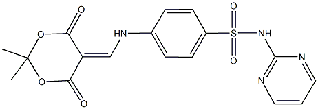 4-{[(2,2-dimethyl-4,6-dioxo-1,3-dioxan-5-ylidene)methyl]amino}-N-(2-pyrimidinyl)benzenesulfonamide Struktur