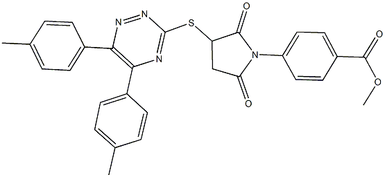 methyl 4-(3-{[5,6-bis(4-methylphenyl)-1,2,4-triazin-3-yl]sulfanyl}-2,5-dioxo-1-pyrrolidinyl)benzoate Struktur