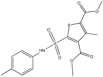 dimethyl 3-methyl-5-(4-toluidinosulfonyl)-2,4-thiophenedicarboxylate Struktur