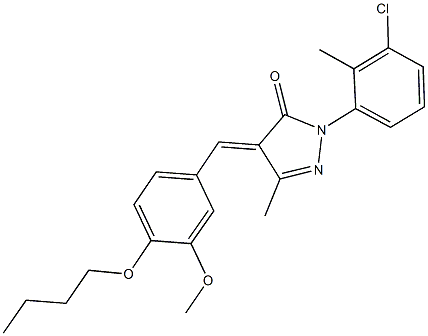 4-(4-butoxy-3-methoxybenzylidene)-2-(3-chloro-2-methylphenyl)-5-methyl-2,4-dihydro-3H-pyrazol-3-one Struktur