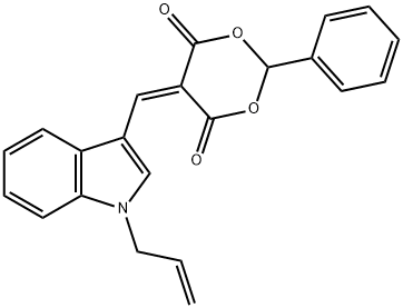 2-phenyl-5-{[1-(2-propenyl)-1H-indol-3-yl]methylidene}-1,3-dioxane-4,6-dione Struktur