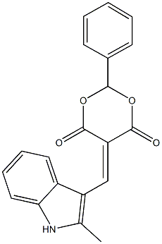 5-[(2-methyl-1H-indol-3-yl)methylidene]-2-phenyl-1,3-dioxane-4,6-dione Struktur