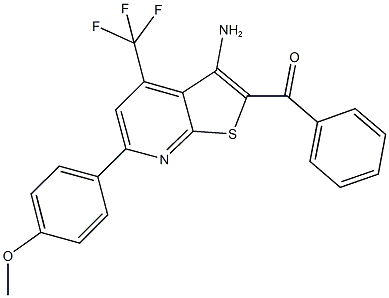 [3-amino-6-(4-methoxyphenyl)-4-(trifluoromethyl)thieno[2,3-b]pyridin-2-yl](phenyl)methanone Struktur