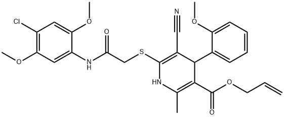 allyl 6-{[2-(4-chloro-2,5-dimethoxyanilino)-2-oxoethyl]sulfanyl}-5-cyano-4-(2-methoxyphenyl)-2-methyl-1,4-dihydropyridine-3-carboxylate Struktur