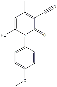 6-hydroxy-1-(4-methoxyphenyl)-4-methyl-2-oxo-1,2-dihydro-3-pyridinecarbonitrile Struktur