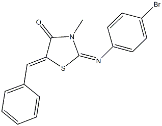 5-benzylidene-2-[(4-bromophenyl)imino]-3-methyl-1,3-thiazolidin-4-one Struktur